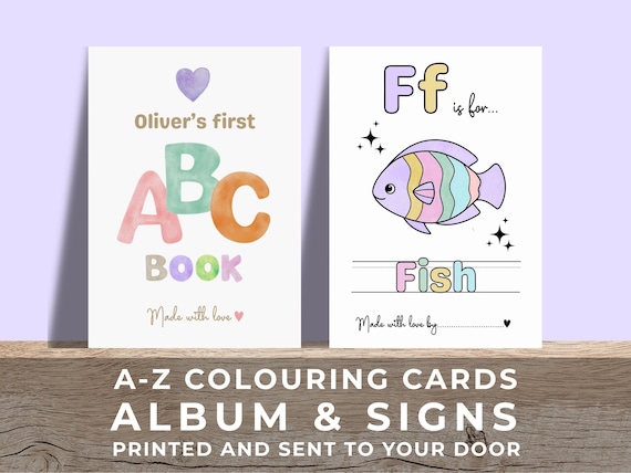 ABC Colouring Book, Baby Shower Photo Album and Guest Signs, Baby Shower Activity, Printed Physical Alphabet Animal Book, Neutral Keepsake