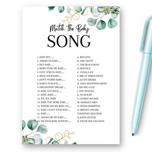 Baby Shower Game Match the Baby Song, New Mom to Be Gender Reveal, Party Games Ideas, Conseils de prédiction, Unisex Neutral Baby Shower, EBS1
