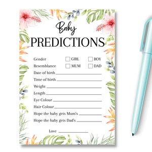 Jeu de douche de bébé prédictions de bébé, nouvelle maman à révéler le sexe, idée de faveur de jeux de fête, conseils de prédiction, douche de bébé neutre unisexe, SBS1