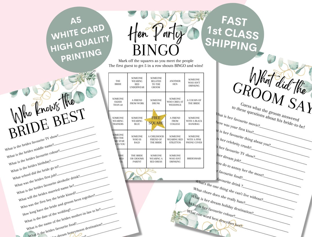 Hen Party Games Bundle, Hen Party Bingo, Bride Groom Shower Games, Hen — free download