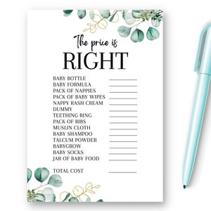 Baby Shower Game The Price is Right, New Mom to Be Gender Reveal, Party Favor Ideas, Prediction Advice, Unisex Neutral Baby Shower, EBS1