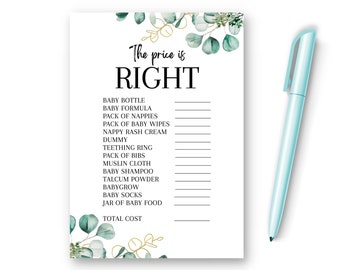 Baby Shower Game The Price is Right, New Mum to Be Gender Reveal, Party Favour Ideas, Prediction Advice, Unisex Neutral Baby Shower, EBS1
