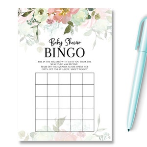 Floral Baby Shower jeu Baby Bingo, nouvelle maman à révéler le sexe, Party Game Favor idée, conseils de prédiction, douche de bébé neutre unisexe, RBS1