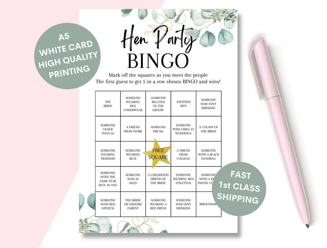 Hen Party Game Bingo, Bridal Shower Games, Funny Bride to Be Hen Night — free download