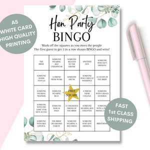 Hen Party Game Bingo, Bridal Shower Games, Funny Bride to be Hen Night Game, Bridal Party Bachelorette Game, Hen Night Bingo Game, EHP1