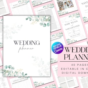 Hochzeitsplaner, bearbeitbare Hochzeitsplaner-Vorlage, Hochzeitsplaner, Hochzeitsplanungsbuch, Hochzeitsplanungs-Checkliste, digitaler Download Canva