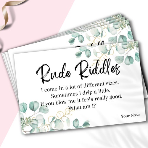 Hen Party Games Rude Riddles Dirty Rude Hen Games Bridal Etsy