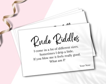 Rude Riddles Hen Party Game, Dirty Rude Hen Games, Bridal Shower Games, Funny Bride to be Hen Night Games, Bachelorette Party Games, EHP1