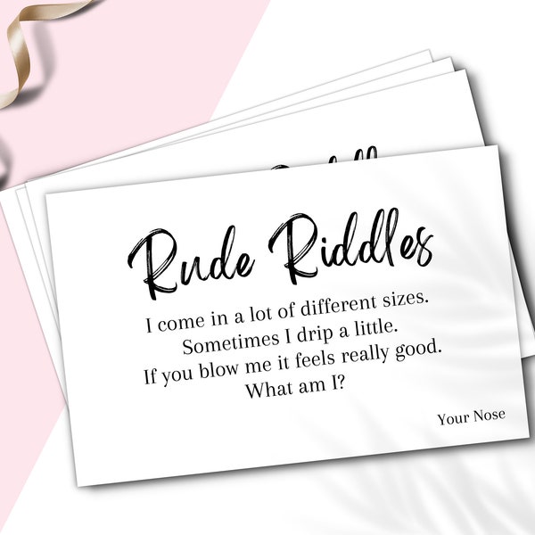 Rude Riddles Hen Party Game, Dirty Rude Hen Games, Bridal Shower Games, Funny Bride to be Hen Night Games, Bachelorette Party Games, EHP1