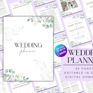 Editable Wedding Planner, Wedding Planner Canva Template,Wedding Itinerary,Wedding Planning Book,Wedding Planning Checklist,Digital Download