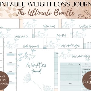 Weight Loss Journal Printable, Weight Loss Tracker, Weight Loss Motivation, Diet Printable Meal Recipe Planner Template, Fitness Tracker
