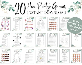 20 Hen Party Games, Bridal Shower Games Bundle, Bachelorette Bride to be Hen Night Keepsake Cards Accessories, Dirty Rude Hen Games, EHP1