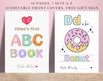 ABC Baby Shower Colouring Pages, Fun Baby Shower Activity & Keepsake, Printable Alphabet Colouring Book, Editable Digital Download, 66 Pages