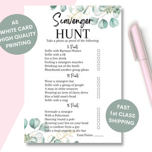 Hen Party Game Scavenger Hunt, Dirty Rude Hen Games, Bridal Shower Games, Funny Bride to be Hen Night Games, Bachelorette Party Games, EHP1