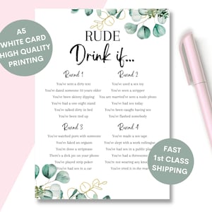 Rude Drink If Game, Dirty Rude Hen Games, Rude Bridal Shower Games, Rude Funny Bride to be Hen Night Games, Bachelorette Party Games, EHP1