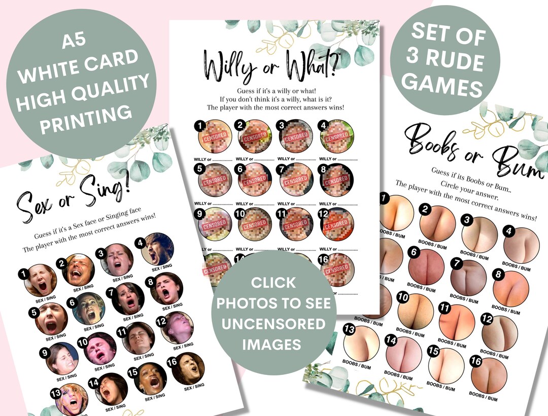 Rude Hen Party Games Set of Three Bridal Shower Games Bride Etsy UK