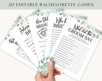 20 Editable Bridal Shower Games, Bachelorette Party Games Bundle, Printable Instant Download, Hen Night Games, Bridal Shower Games Bundle