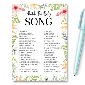 Juego de baby shower Combina esa canción, nueva mamá será revelación de género, juegos de fiesta favorecen ideas, consejos de predicción, baby shower neutral unisex, SBS1