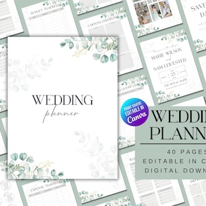 Editable Wedding Planner Template, Wedding Planner,Wedding Itinerary,Wedding Planning Book,Wedding Planning Checklist,Digital Download Canva