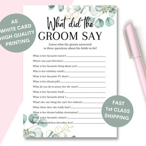 Hen Party Game What did the Groom Say, Dirty Rude Hen Games, Bridal Shower Games, Funny Bride to be Hen Night Games, Bachelorette Game, EHP1