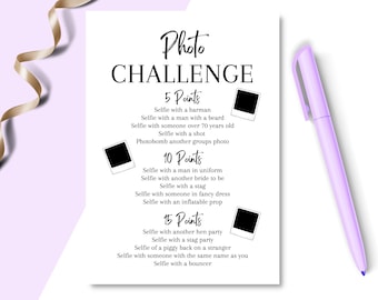 Simple Elegant Hen Party Game Photo Challenge, Funny Hen Game, A5 Size, Bridal Shower Game, Bride to be Hen Night Game, Bachelorette Party