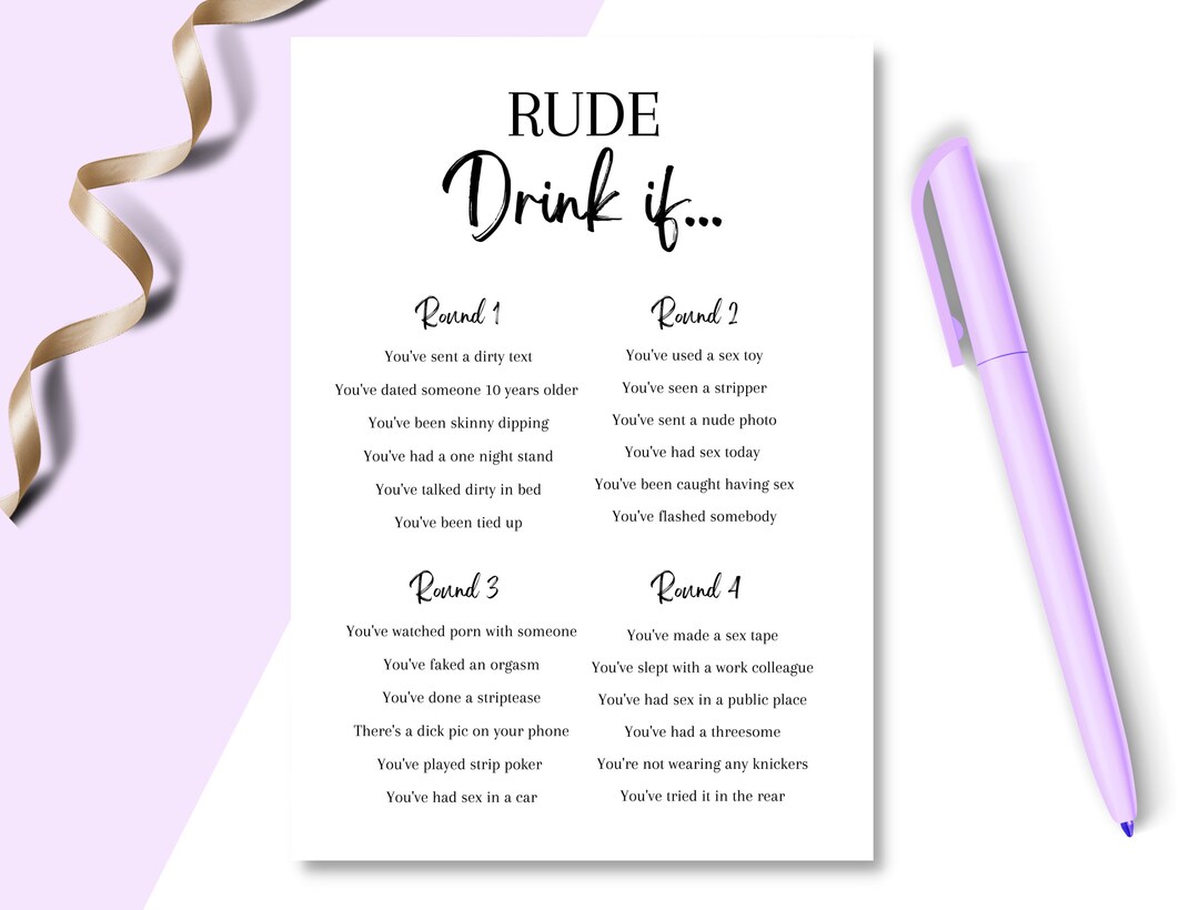 Simple Elegant Hen Party Game Rude Drink If Hen Game, Bridal Shower