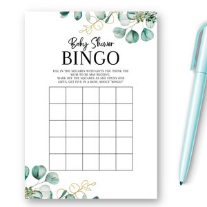 Juego de baby shower Baby Bingo, nueva mamá será revelación de género, juegos de fiesta favorecen ideas, consejos de predicción, baby shower neutral unisex, EBS1
