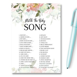 Floral Baby Shower Game Match Baby Song, New Mum to Be Gender Reveal, Party Games Ideas, Prediction Advice, Unisex Neutral Baby Shower, RBS1