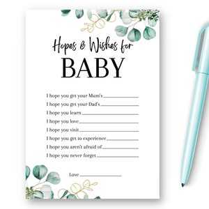 Baby Shower Hopes & Wishes for Baby, New Mom to Be Gender Reveal, Party Favor Ideas, Prediction Advice, Unisex Neutral Baby Shower, EBS1