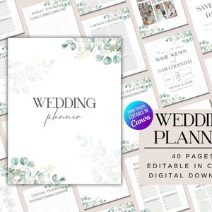 Wedding Planner, Editable Wedding Planner Template,Wedding Itinerary,Wedding Planning Book,Wedding Planning Checklist,Digital Download Canva