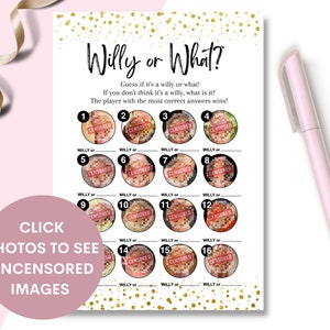Hen Party Game Willy of wat, Dirty Rude Hen Game, Bruidsdouchespellen, Grappige Bruid als Hen Night Game Card, Bachelorette Party Game Gold