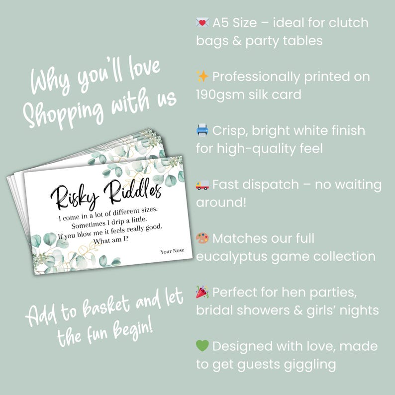 Risky Riddles Hen Party Game | Cheeky Bridal Shower Activity | Fun ...