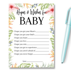 Baby Shower Hopes & Wishes pour bébé, nouvelle maman à révéler le sexe, idées de jeux de fête, conseils de prédiction, douche de bébé neutre unisexe, SBS1