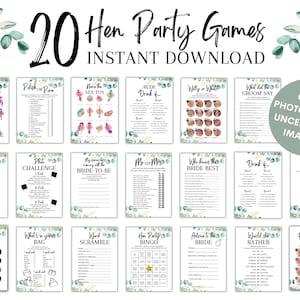 20 Hen Party Games, Bridal Shower Games Bundle, Bachelorette Bride to be Hen Night Keepsake Cards Accessories, Dirty Rude Hen Games, EHP1