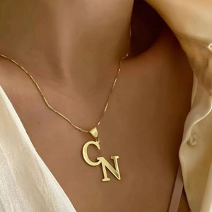 Custom Initial Necklace • Large Initial Necklace • Oversized Letter Pendant • Double Letter Necklace • Necklace for Women • Christmas gifts