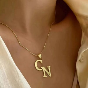 Initial Necklace, Large Letter Necklace, Oversized Letter Pendant, Personalized Christmas Gift, Necklace with Initial, Gold Initial Necklace