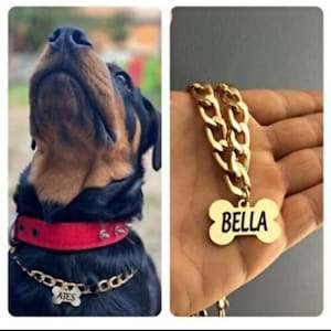 Dog Christmas gift Chain Dog Collar, Large Cuban Link Dog Necklace, Lightweight Dog Tag Jewelry, Custom Dog Chain, Handmade Cat collar