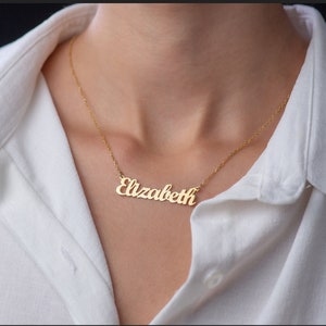 14K Solid Gold Name Halskette, Name Halskette, personalisierte Geschenk, Halskette für Frauen, Weihnachtsgeschenk Schmuck, Mama und Mädchen Name Halskette