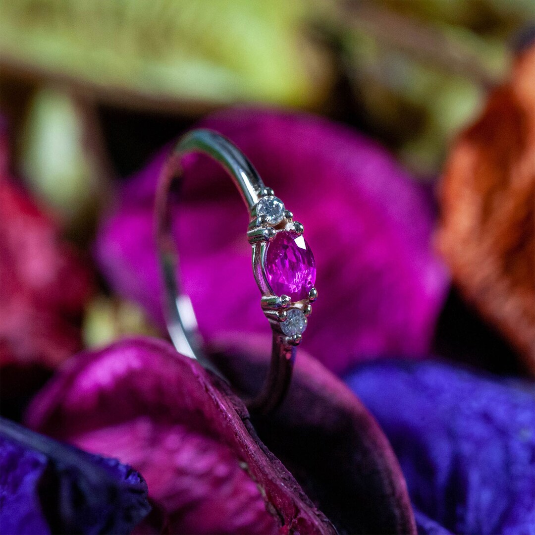 MELIAN 14K Gold Ruby Engagement Rings, Minimalist Ring,dainty