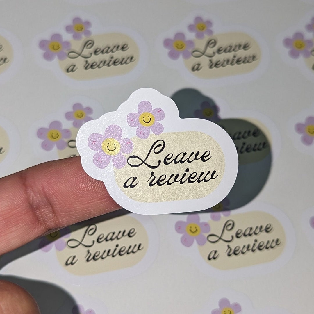 For Review Label Leave A Review, Labels Thanks, Cute Flowers Labels Gift, Kids Stickers ...