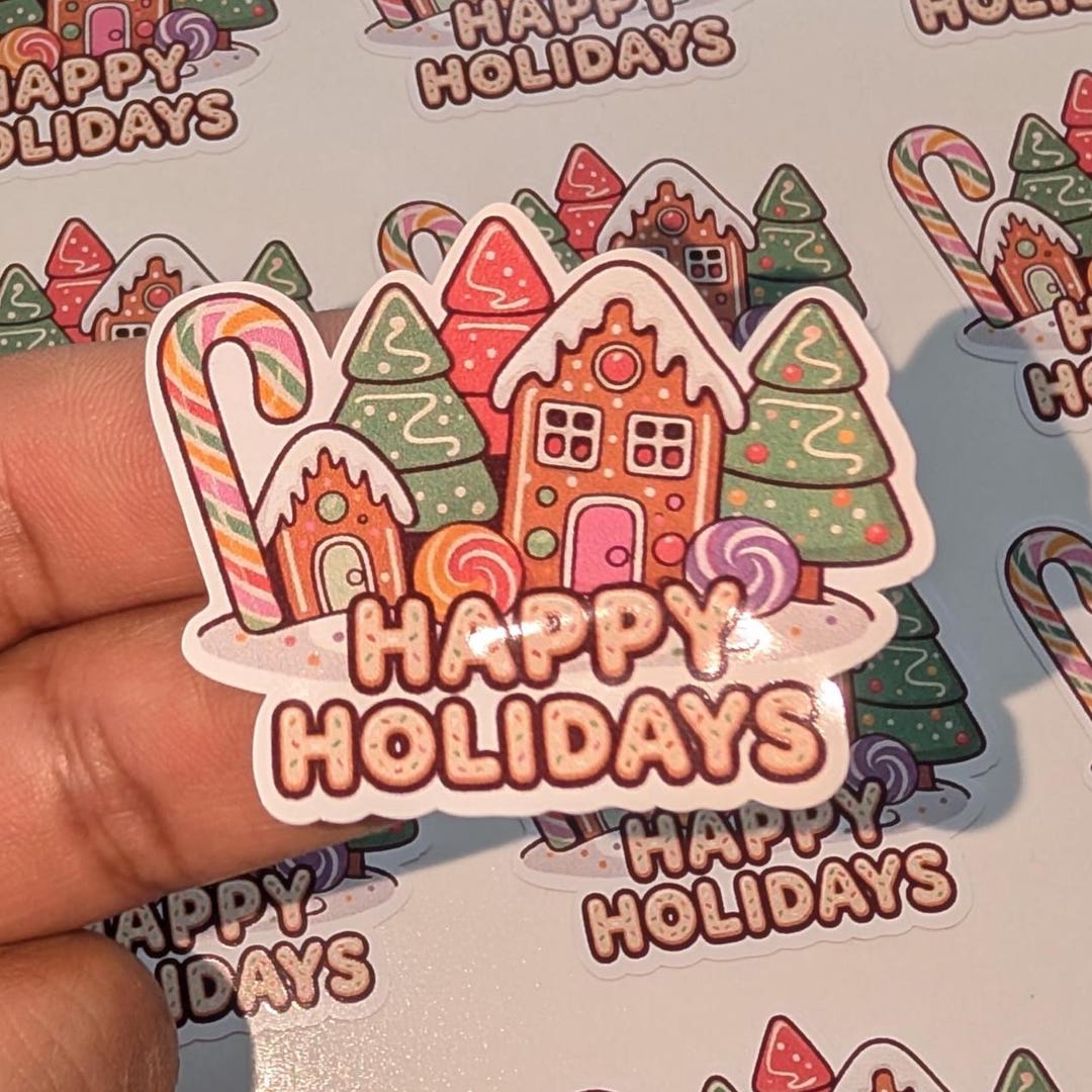 Holiday Sign Sticker Stickers Happy Holidays / Labels Christmas / Thank You / Labels Gift ...