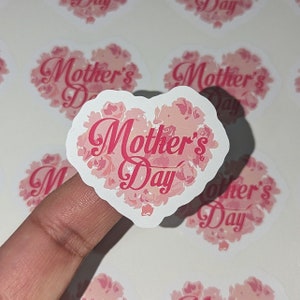 Happy Mother&#39;s Day Stickers Heart, Mom Day Labels, Calcomanías For Gift, Family Friend Vinyl Pack 16pc
