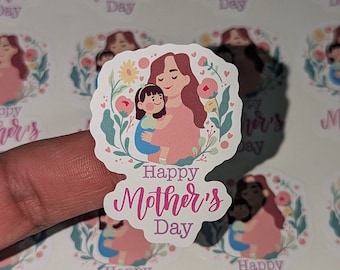 Mother's Day Stickers, Mom and Daughter Art, Vinyl Decal Pack (16pc)