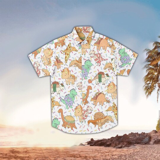 Colorful Food Dinosaur Hawaiian Shirt