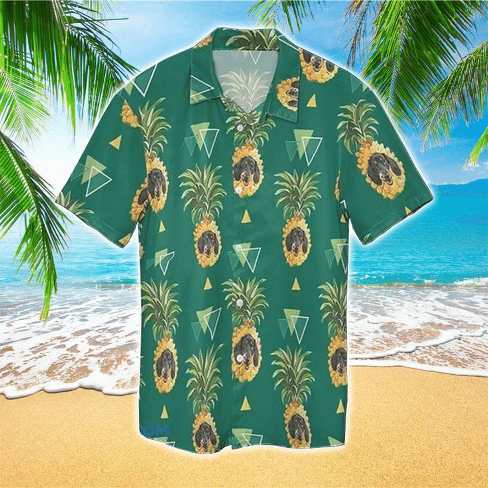 Discover Dachshund Pineapple Green Vintage Tropical Hawaiian Unisex Shirt