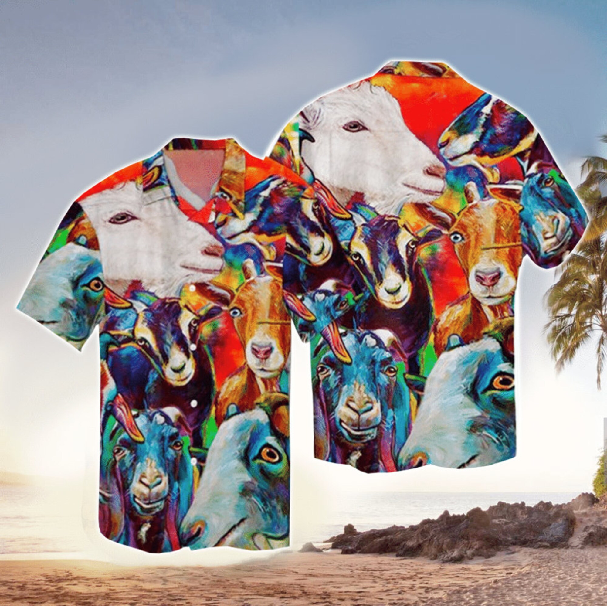 Discover Funny Goat Hawaiian Shirt