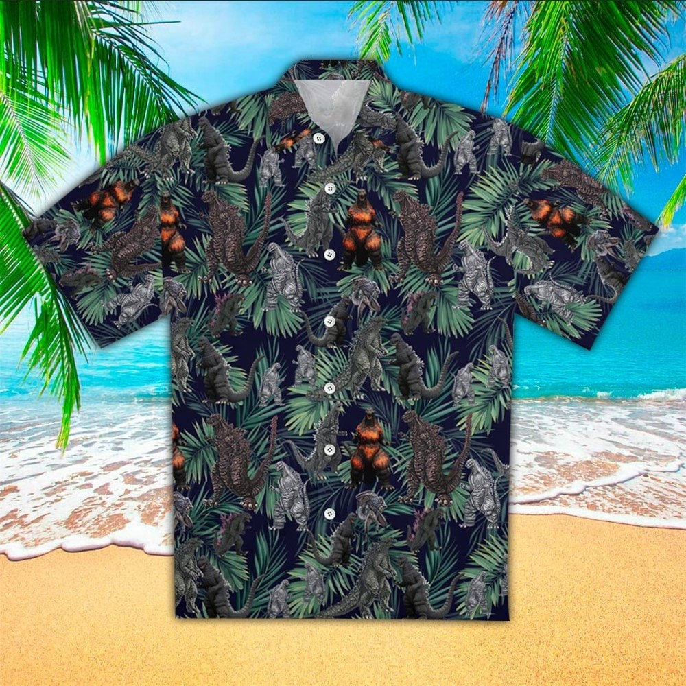 Discover Godzilla Tropical Leaves Hawaiian Shirt