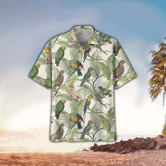 Parrot Leaves Pattern Hawaiian Shirt