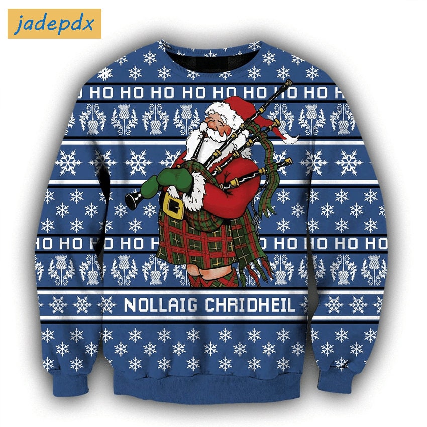 Discover Scottish Santa Nollaig Chridheil Ugly Christmas Sweater