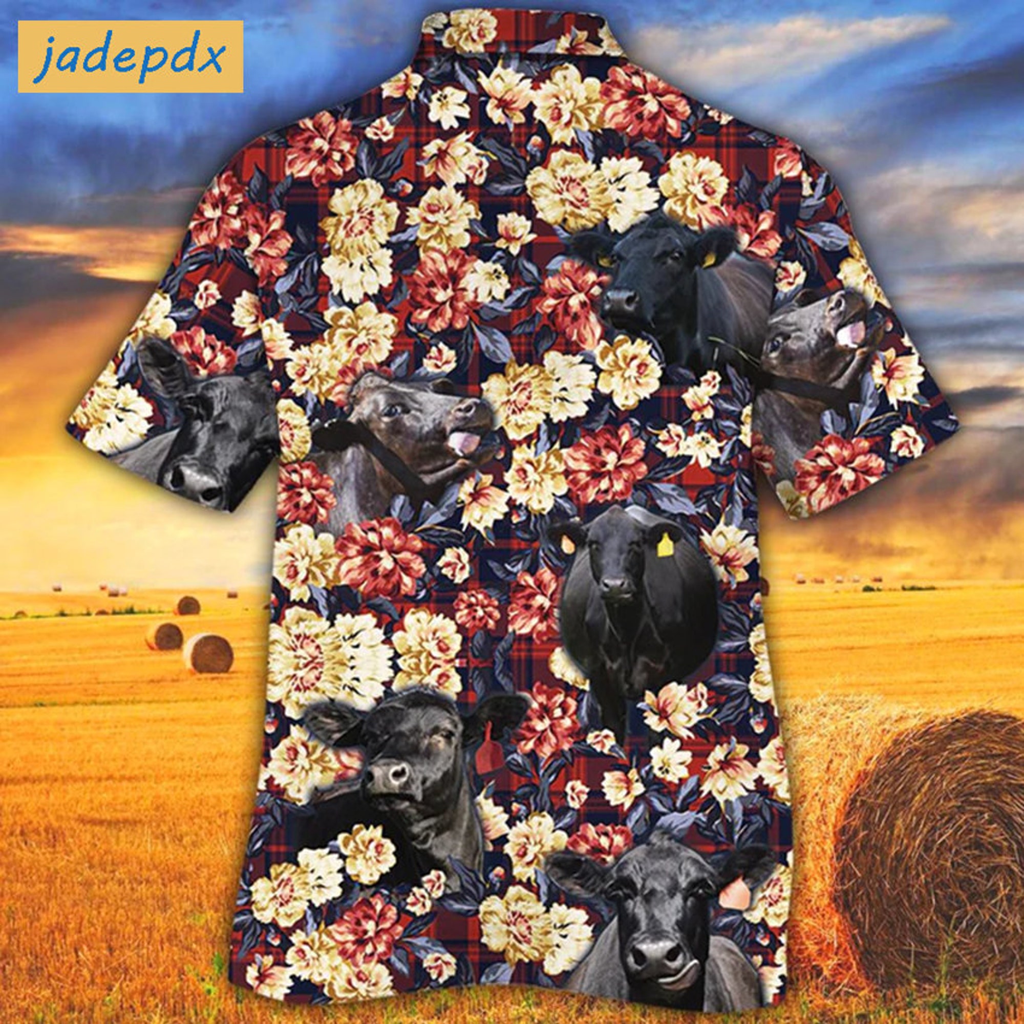 Discover Black Cow Flower Hawaiian Shirt